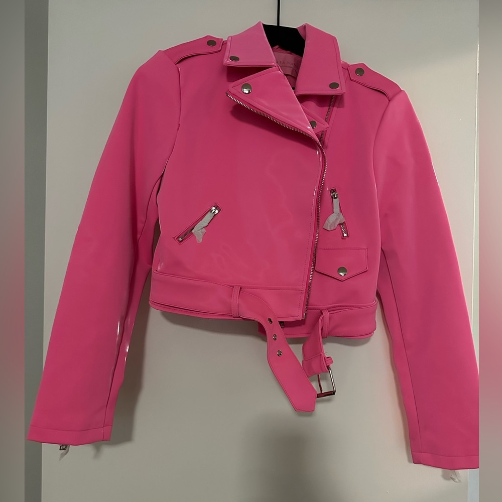 Azalea Wang Pink Doja Patent Leather Jacket